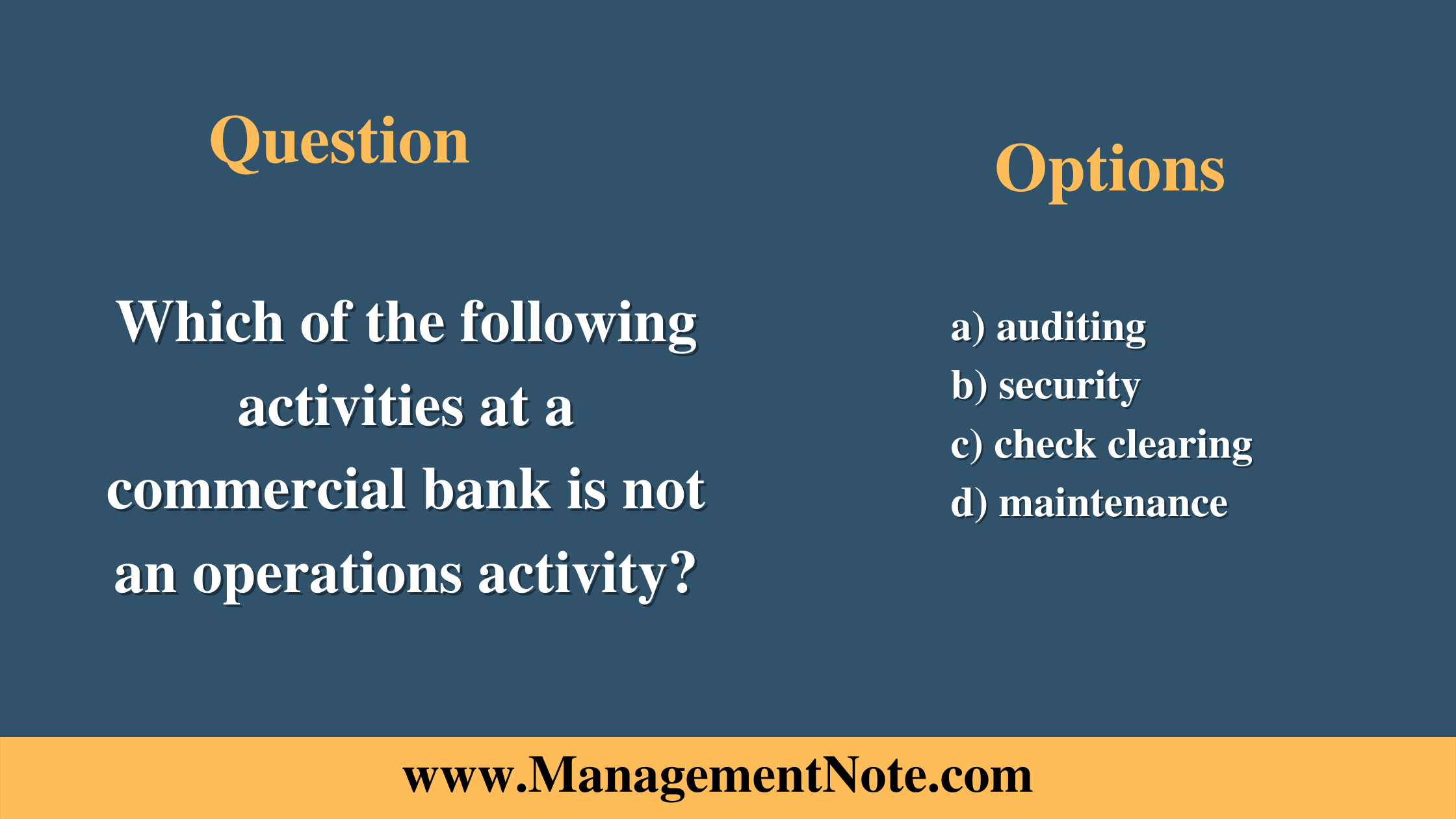 Which of the following activities at a commercial bank is not an operations activity?